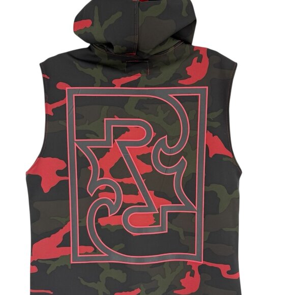 NEW WITH DEFECT Rock Revival Men Black/Red/Green Camouflage Hoodie Vest Jacket M - Picture 7 of 13